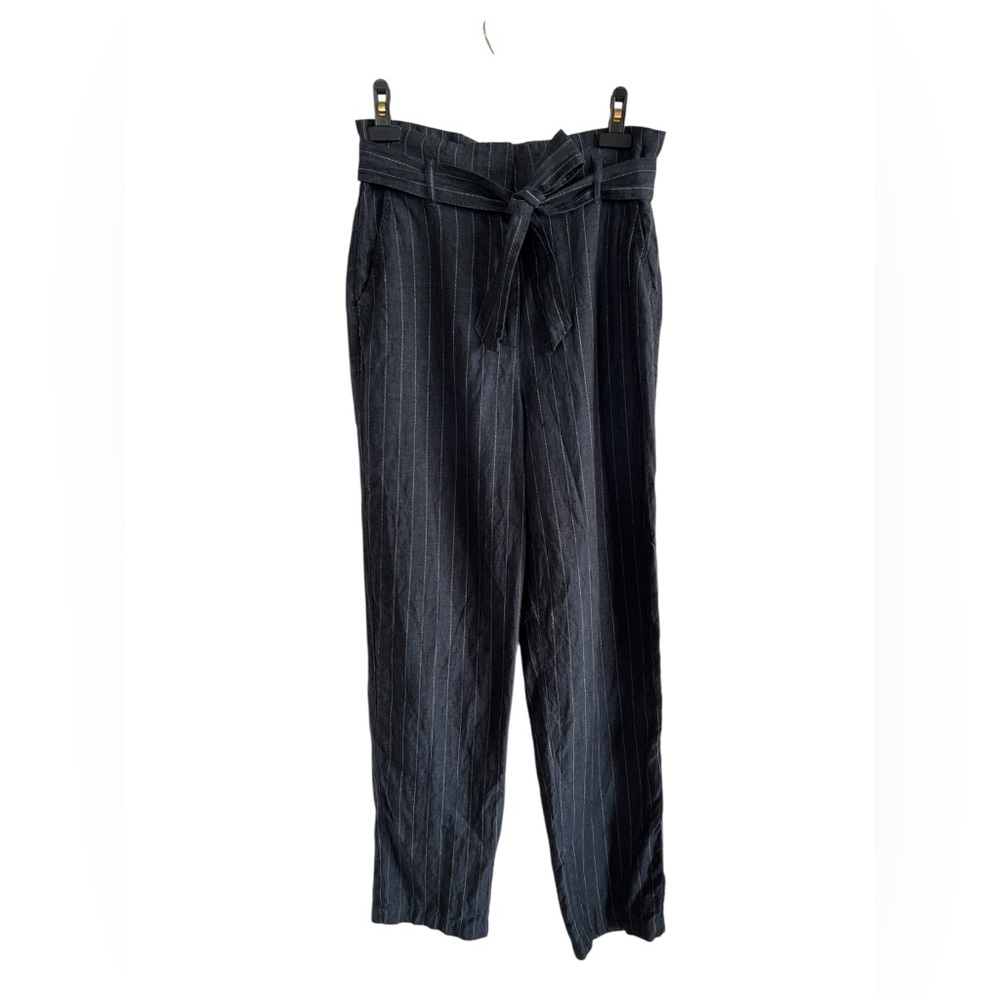 Catherine Malandrino Navy Striped Linen Pants Size 8